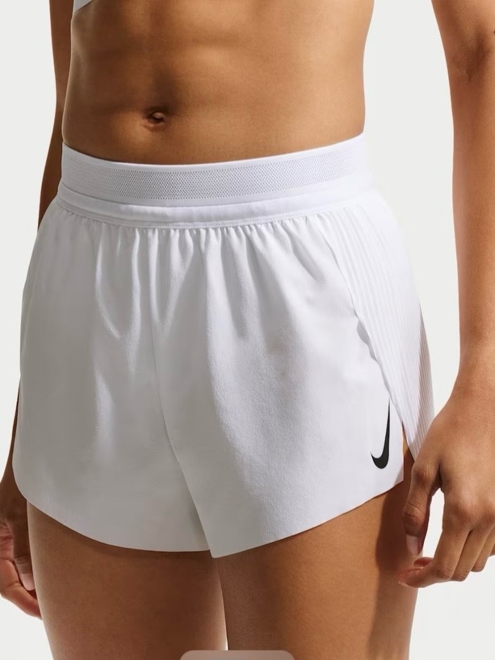 Nike White Athletic Running Shorts with Black Swoosh